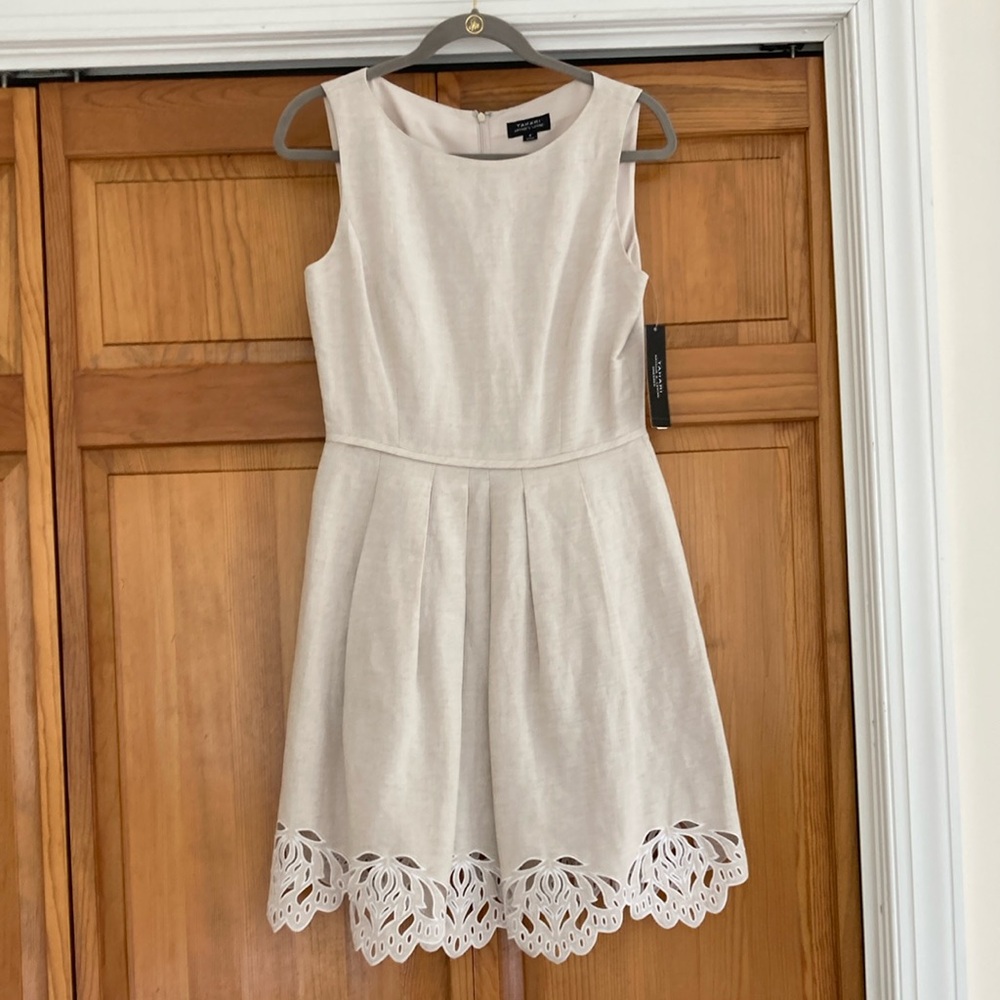 Tahari Linen Sleeveless Dress Fully Lined